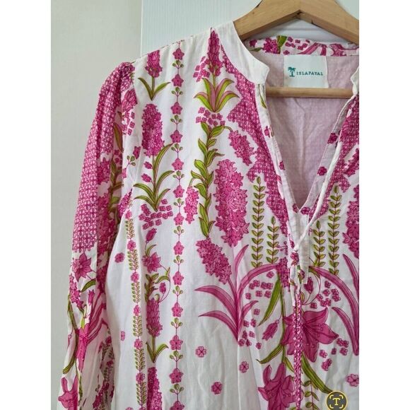 Islapayal pink floral tassel midi dress M - Picture 9 of 10